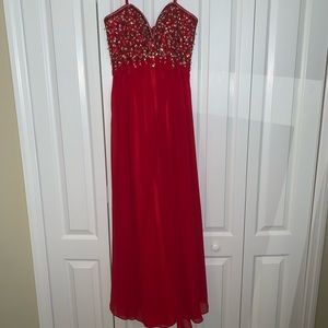Red Strapless Formal Dress